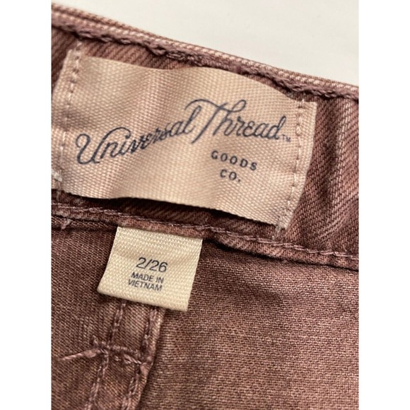 Universal Thread Vintage Midi Cut-Off Denim Jean Shorts Womens 2/26 Raw Hem - Picture 7 of 14